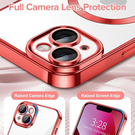 Techsuit Luxury Crystal MagSafe husă roșie pentru iPhone 13