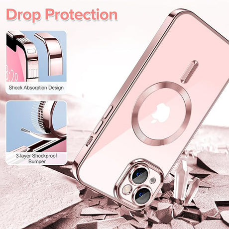 Husă Techsuit Luxury Crystal MagSafe roz pentru iPhone 13