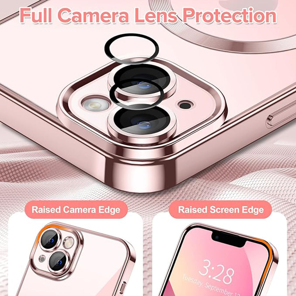 Husa de protectie Techsuit Luxury Crystal MagSafe compatibil cu iPhone 13, Roz