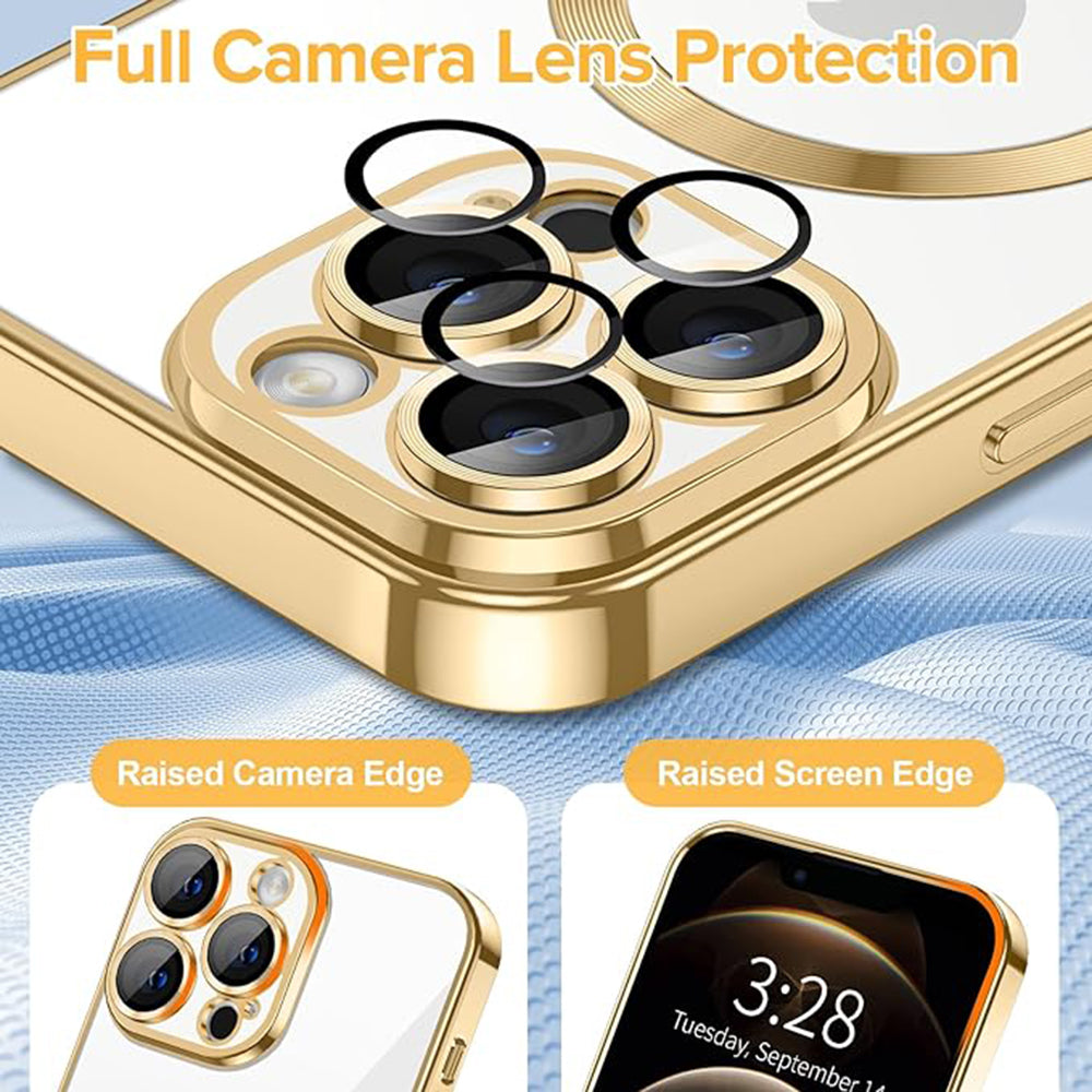 Techsuit Luxury Crystal MagSafe husă aurie pentru iPhone 12 Pro