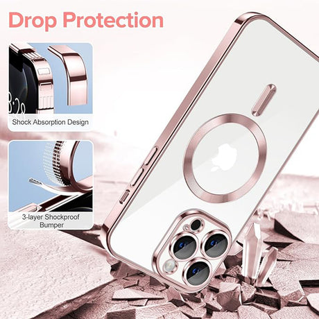 Husă Techsuit Luxury Crystal MagSafe pentru iPhone 12 Pro, roz