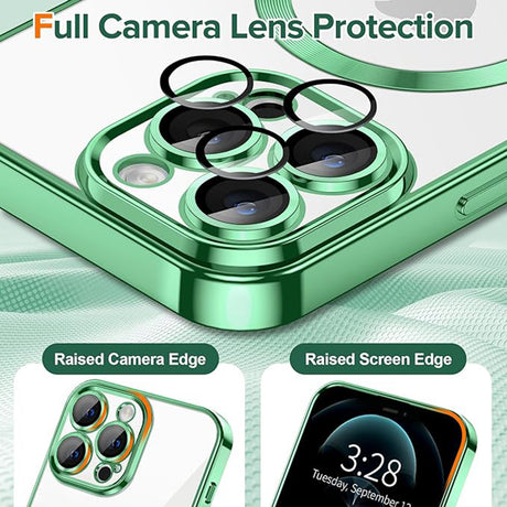 Husa de protectie Techsuit Luxury Crystal MagSafe compatibil cu iPhone 12 Pro Max, Verde Deschis