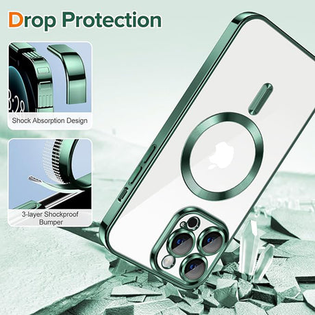 Husa de protectie Techsuit Luxury Crystal MagSafe compatibil cu iPhone 12 Pro Max, Deep Green