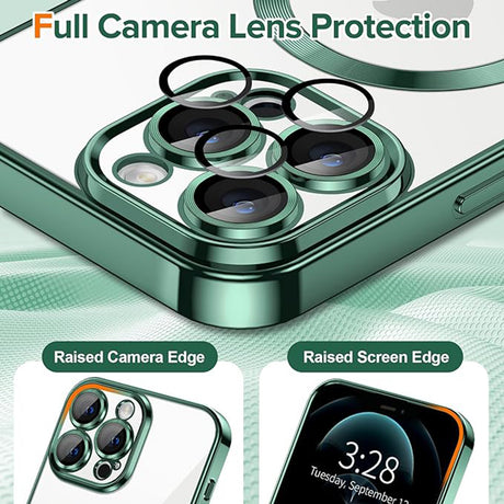 Husa de protectie Techsuit Luxury Crystal MagSafe compatibil cu iPhone 12 Pro Max, Deep Green