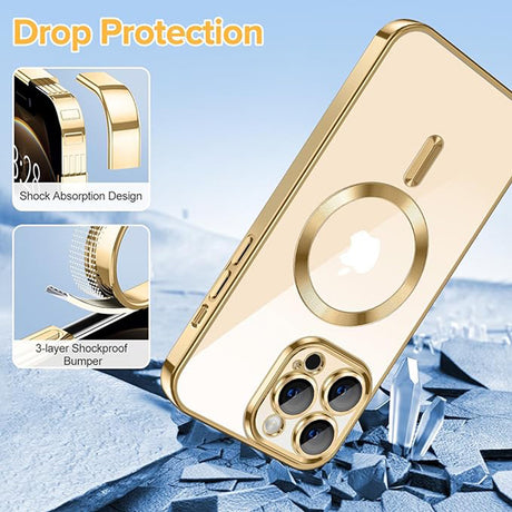 Husă Techsuit Luxury Crystal compatibil MagSafe pentru iPhone 12 Pro Max, aurie