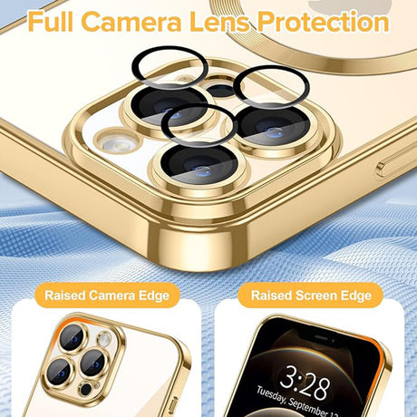 Husă Techsuit Luxury Crystal compatibil MagSafe pentru iPhone 12 Pro Max, aurie