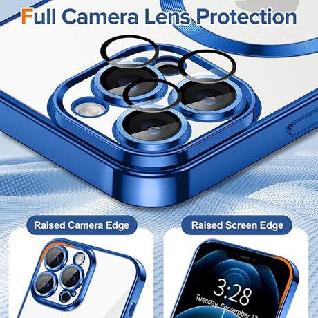 Husa de protectie Techsuit Luxury Crystal MagSafe compatibil cu iPhone 12 Pro Max, Albastru