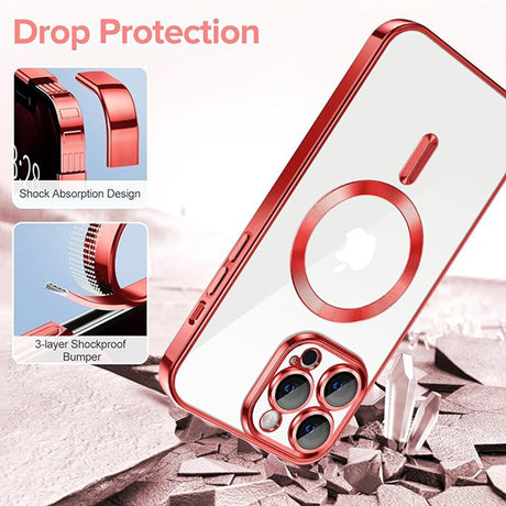 Husa de protectie Techsuit Luxury Crystal MagSafe compatibil cu iPhone 12 Pro Max, Rosu