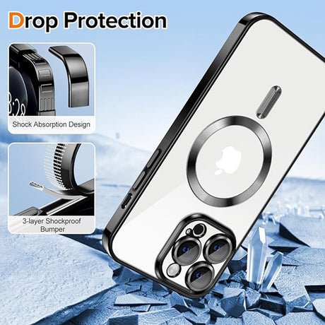 Husă Techsuit Luxury Crystal MagSafe neagră pentru iPhone 12 Pro Max