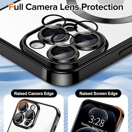 Husă Techsuit Luxury Crystal MagSafe neagră pentru iPhone 12 Pro Max