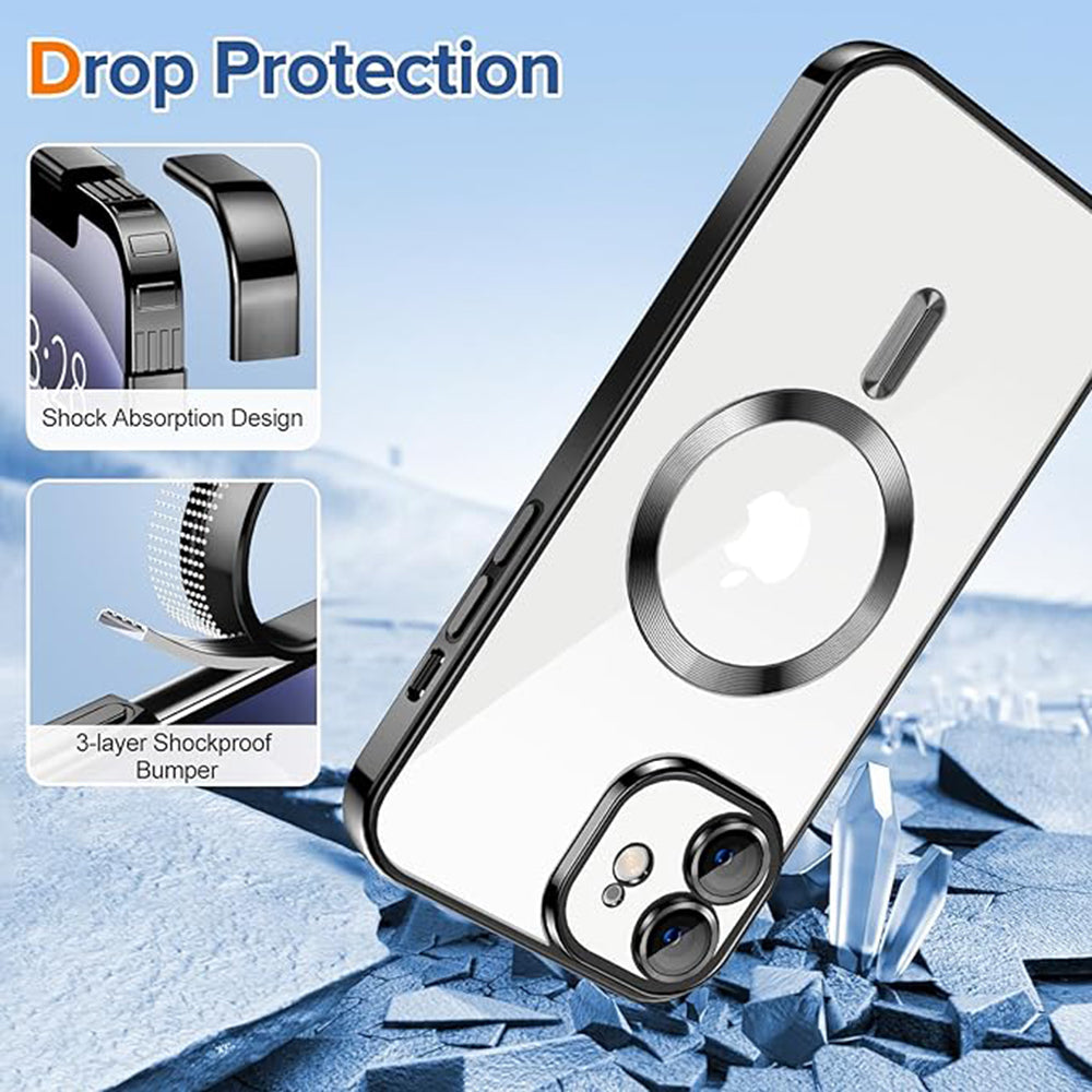 Husa de protectie Techsuit Luxury Crystal MagSafe compatibil cu iPhone 12, Negru