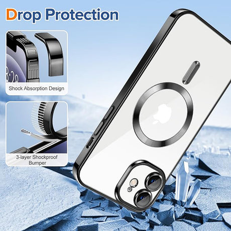 Husa de protectie Techsuit Luxury Crystal MagSafe compatibil cu iPhone 12, Negru