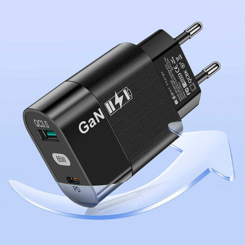 Incarcator Techsuit (CHPD131), GaN, USB, Type-C, Fast Charge, 65W, Negru
