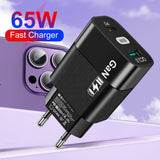 Incarcator Techsuit (CHPD131), GaN, USB, Type-C, Fast Charge, 65W, Negru