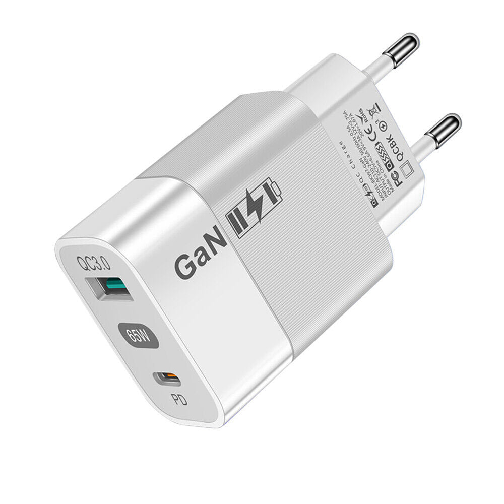 Incarcator Techsuit (CHPD131), GaN, USB, Type-C, Fast Charge, 65W, Alb