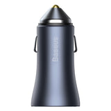 Incarcator Baseus Car Golden Pro (TZCCJD-B0G), USB-A, USB-C, 40W with Cable Type-C to Lightning, Gri Inchis
