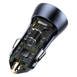 Incarcator Baseus Car Golden Pro (TZCCJD-B0G), USB-A, USB-C, 40W with Cable Type-C to Lightning, Gri Inchis