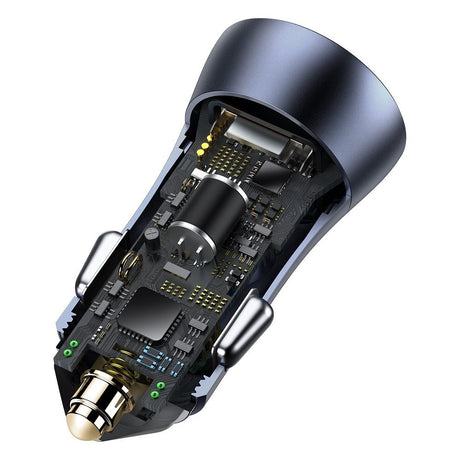 Incarcator Baseus Car Golden Pro (TZCCJD-B0G), USB-A, USB-C, 40W with Cable Type-C to Lightning, Gri Inchis