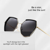 Techsuit Sunglasses Polarized (9768), Hexagonal, with UV Protection and Metal Frame, Negru / Silver / Gray