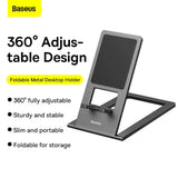 Suport Baseus Foldable (LUKP000013), for Phone/Tablet with Silicon Pad, Foldable, 360° Adjustable, Aluminium, Gri