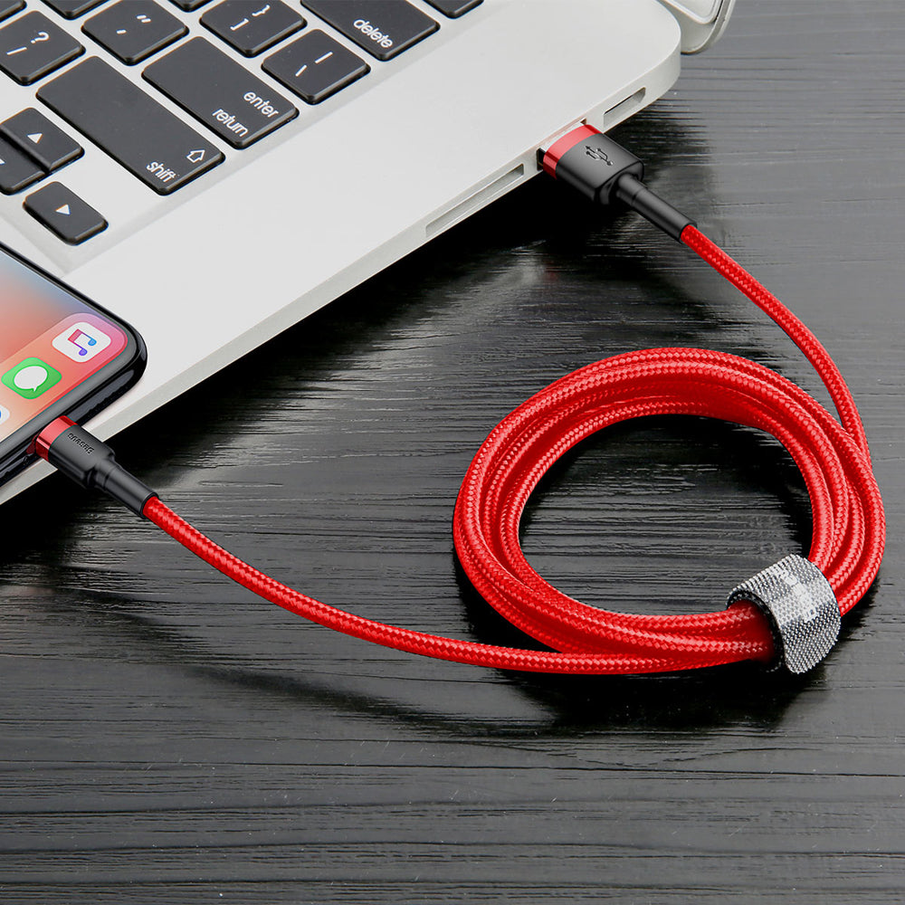 Cablu Baseus Cafule (CALKLF-C09), USB to Lightning, 1.5A, 2m, Rosu