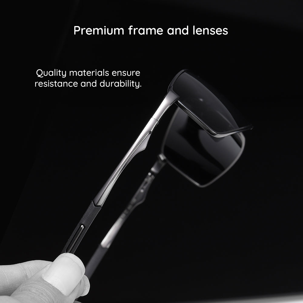 Techsuit Sunglasses Polarized (559), for Men, with UV Protection and Metal Frame, Rectangular, Negru / Photochromic