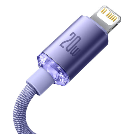 Cablu Baseus Crystal Shine (CAJY000305), Type-C to Lightning, 20W, 2m, Nylon Braided, Mov