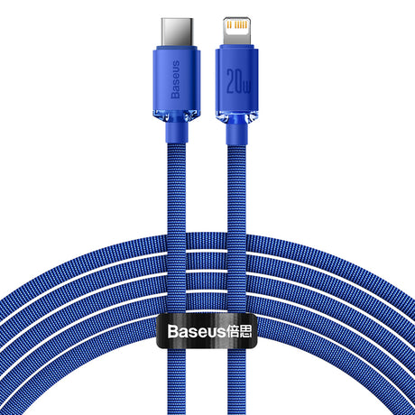 Cablu Baseus Crystal Shine (CAJY000303), Type-C to Lightning, 20W, 2m, Nylon Braided, Albastru