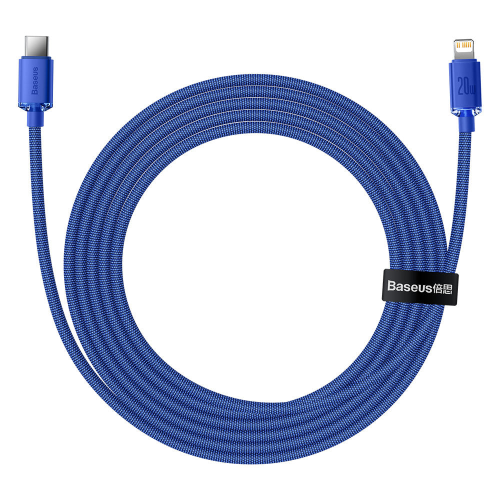 Cablu Baseus Crystal Shine (CAJY000303), Type-C to Lightning, 20W, 2m, Nylon Braided, Albastru