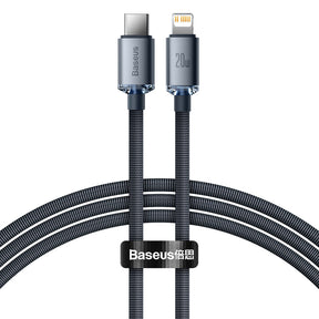 Cablu Baseus Crystal Shine (CAJY000301), Type-C to Lightning, 20W, 2m, Nylon Braided, Negru