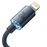 Cablu Baseus Crystal Shine (CAJY000301), Type-C to Lightning, 20W, 2m, Nylon Braided, Negru
