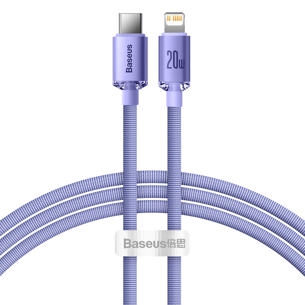 Cablu Baseus Crystal Shine (CAJY000205), Type-C to Lightning, 20W, 1.2m, Nylon Braided, Mov