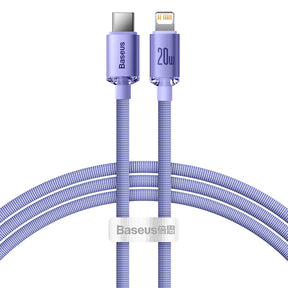 Cablu Baseus Crystal Shine (CAJY000205), Type-C to Lightning, 20W, 1.2m, Nylon Braided, Mov