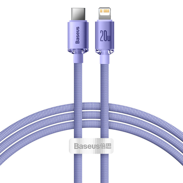 Cablu Baseus Crystal Shine (CAJY000205), Type-C to Lightning, 20W, 1.2m, Nylon Braided, Mov