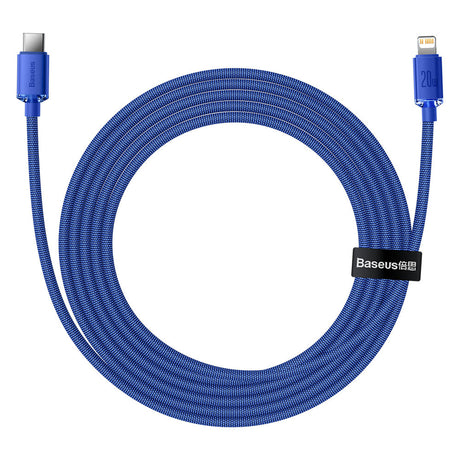 Cablu Baseus Crystal Shine (CAJY000203), Type-C to Lightning, 20W, 1.2m, Nylon Braided, Albastru