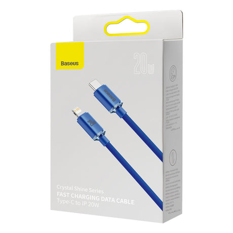 Cablu Baseus Crystal Shine (CAJY000203), Type-C to Lightning, 20W, 1.2m, Nylon Braided, Albastru