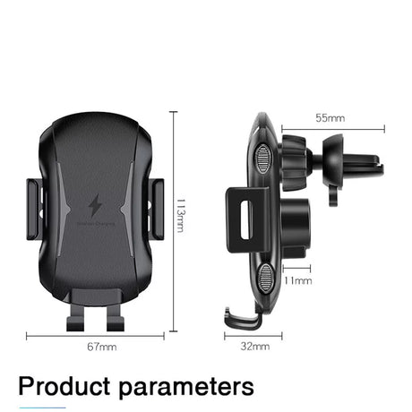 Suport Techsuit with Wireless Charging Premium (CAPD032), for Dashboard, Windshield, Air Vent, 10W, Negru