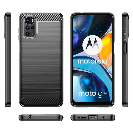 Husa de protectie Techsuit Carbon Silicone compatibil cu Motorola Moto G22, Negru