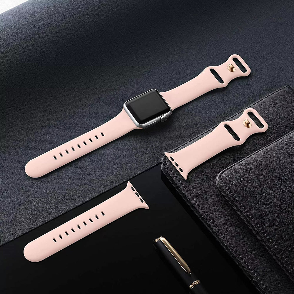 Curea smartwatch Techsuit Watchband (W031) compatibil cu Apple Watch 1/2/3/4/5/6/7/8/9/10/11/SE/SE 2/SE 3/Ultra/2/3 (42/44/45/46/49mm), Roz Deschis