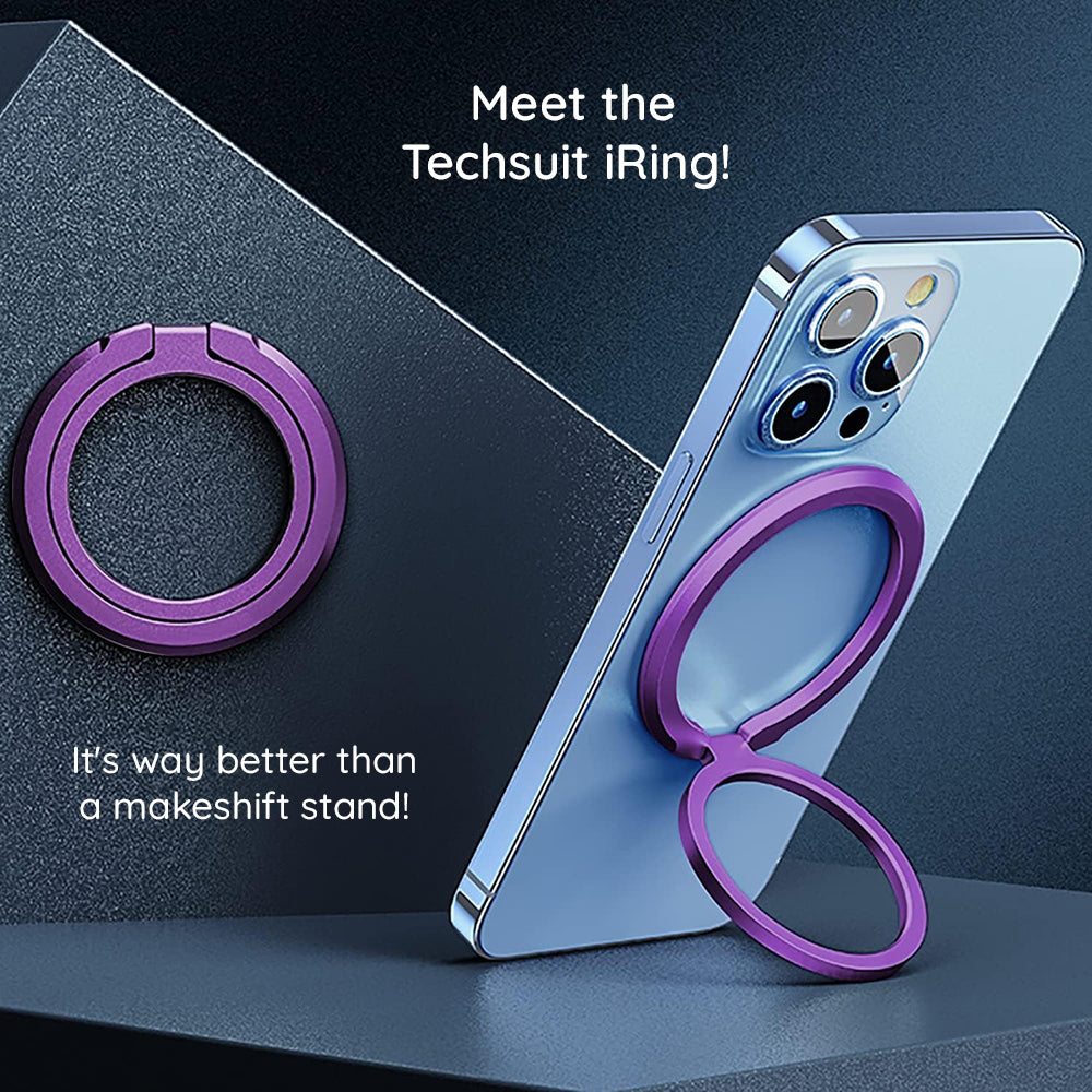 Suport Techsuit MagSafe Phone Ring (MPR3), Round Shape, Aluminium Alloy, 3M, Alb
