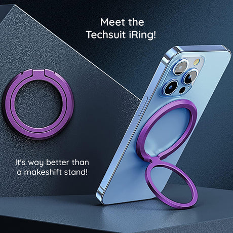 Suport Techsuit MagSafe Phone Ring (MPR3), Round Shape, Aluminium Alloy, 3M, Alb
