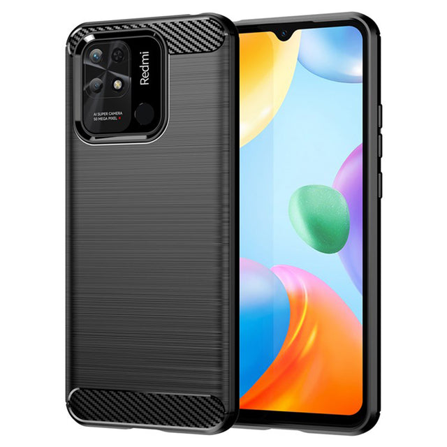 Husa de protectie Techsuit Carbon Silicone compatibil cu Xiaomi Redmi 10C, Negru