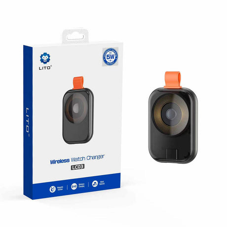 Incarcator Lito Magnetic Wireless (LC03), for Apple Watch, with Keyring, Charge On the Go, 5W, 1A, Negru