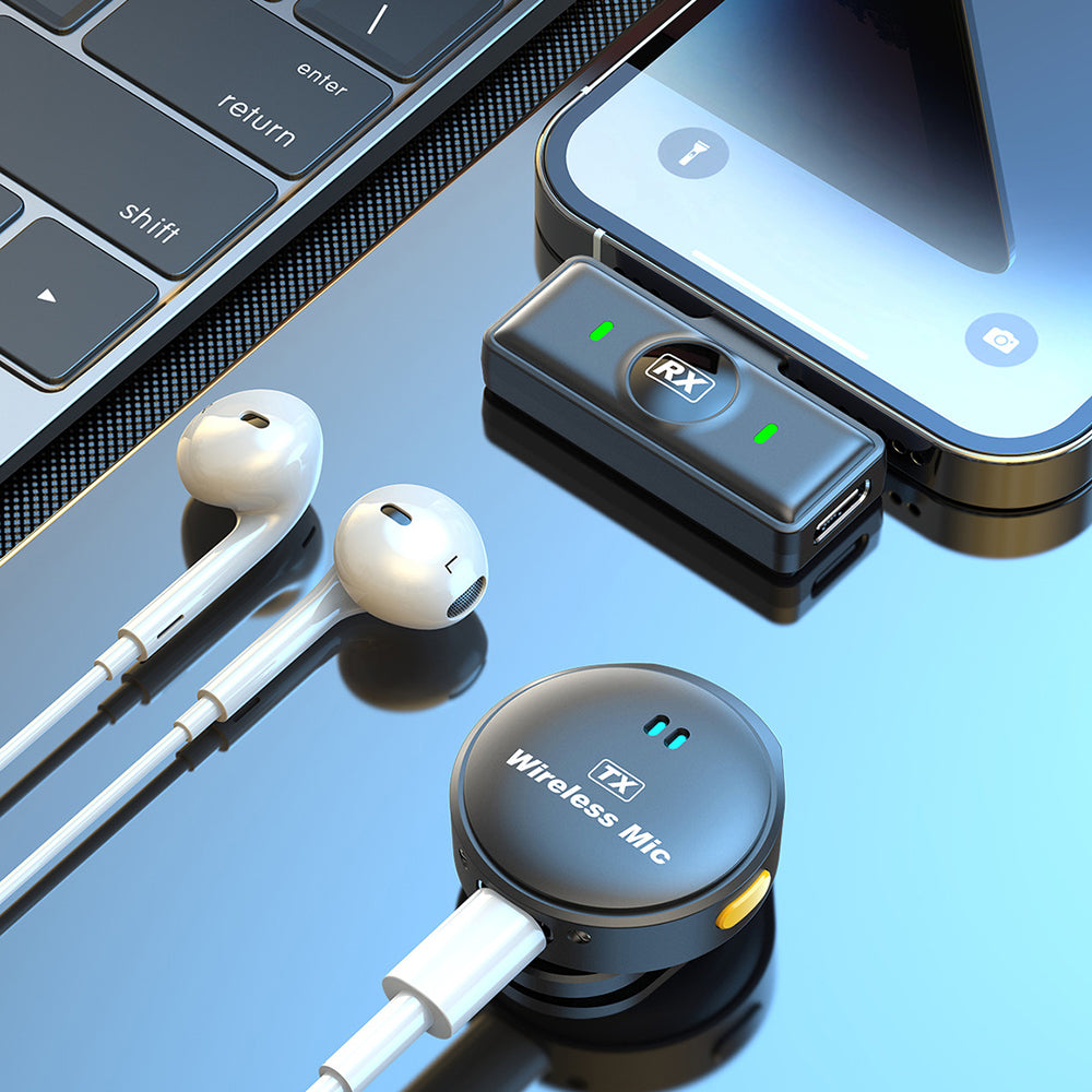 Casti Techsuit (set de 2) Lavalier Wireless (LW5), with Receiver, Lightning, Noise Reduction 2.0, Digital Display, Negru