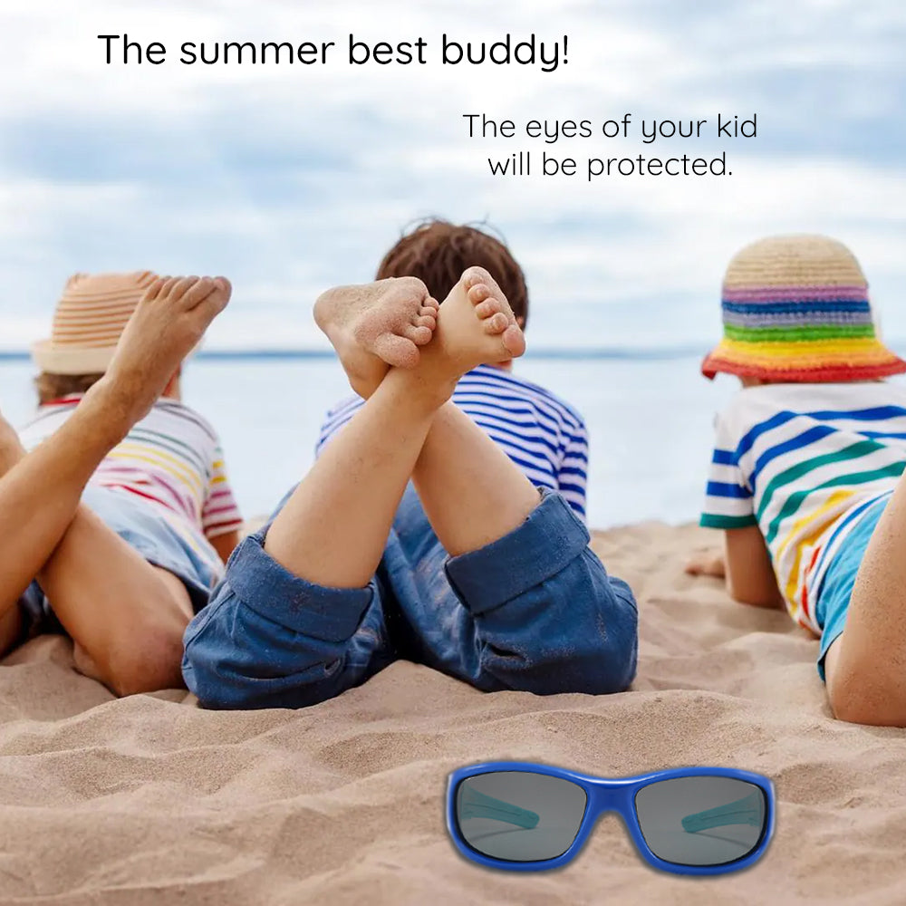 Techsuit Sunglasses Polarised (800-C11), for Kids, Sport Type, Flexible, Bright Black
