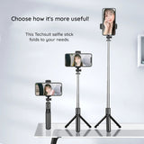 Suport Techsuit Selfie Stick (S03), Stable and Compact Tripod Mount with Bluetooth Remote Control, 68cm, Negru