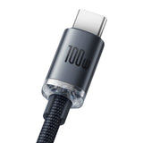 Cablu Baseus Crystal Shine (CAJY000401), USB-C, 100W, 1.2m, Negru