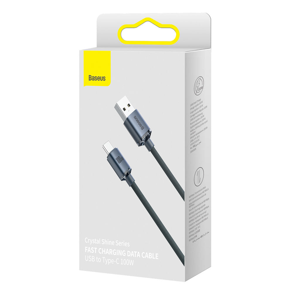 Cablu Baseus Crystal Shine (CAJY000401), USB-C, 100W, 1.2m, Negru