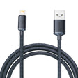 Cablu Baseus Crystal Shine (CAJY000101), USB to Lightning, 2.4A, 2m, Nylon Braided, Negru