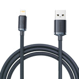Cablu Baseus Crystal Shine (CAJY000101), USB to Lightning, 2.4A, 2m, Nylon Braided, Negru